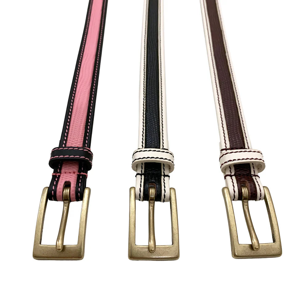 DRY BONES LIZARD EMBOSS BELT - WHITE/BROWN