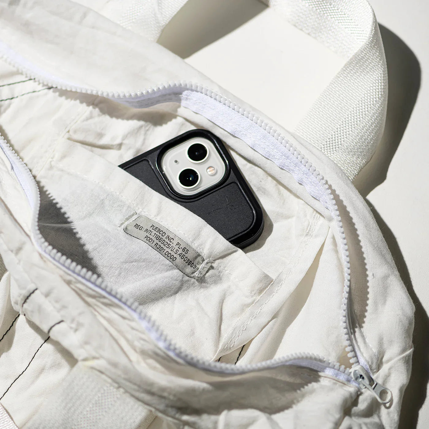 Puebco Vintage Parachute Tote Bag — White Belt — view 5