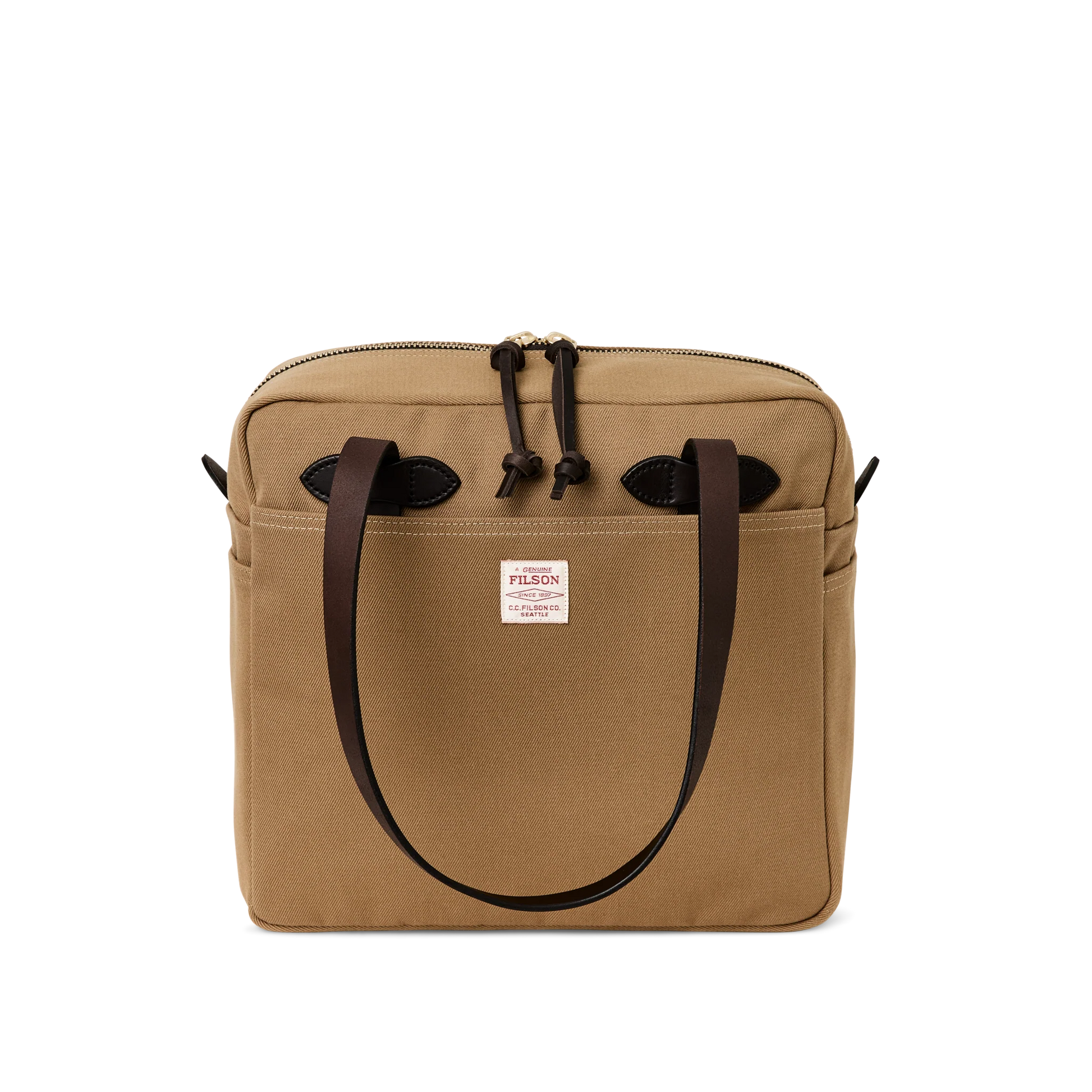 Filson Rugged Twill Zipper Tote Bag — Tan — front view