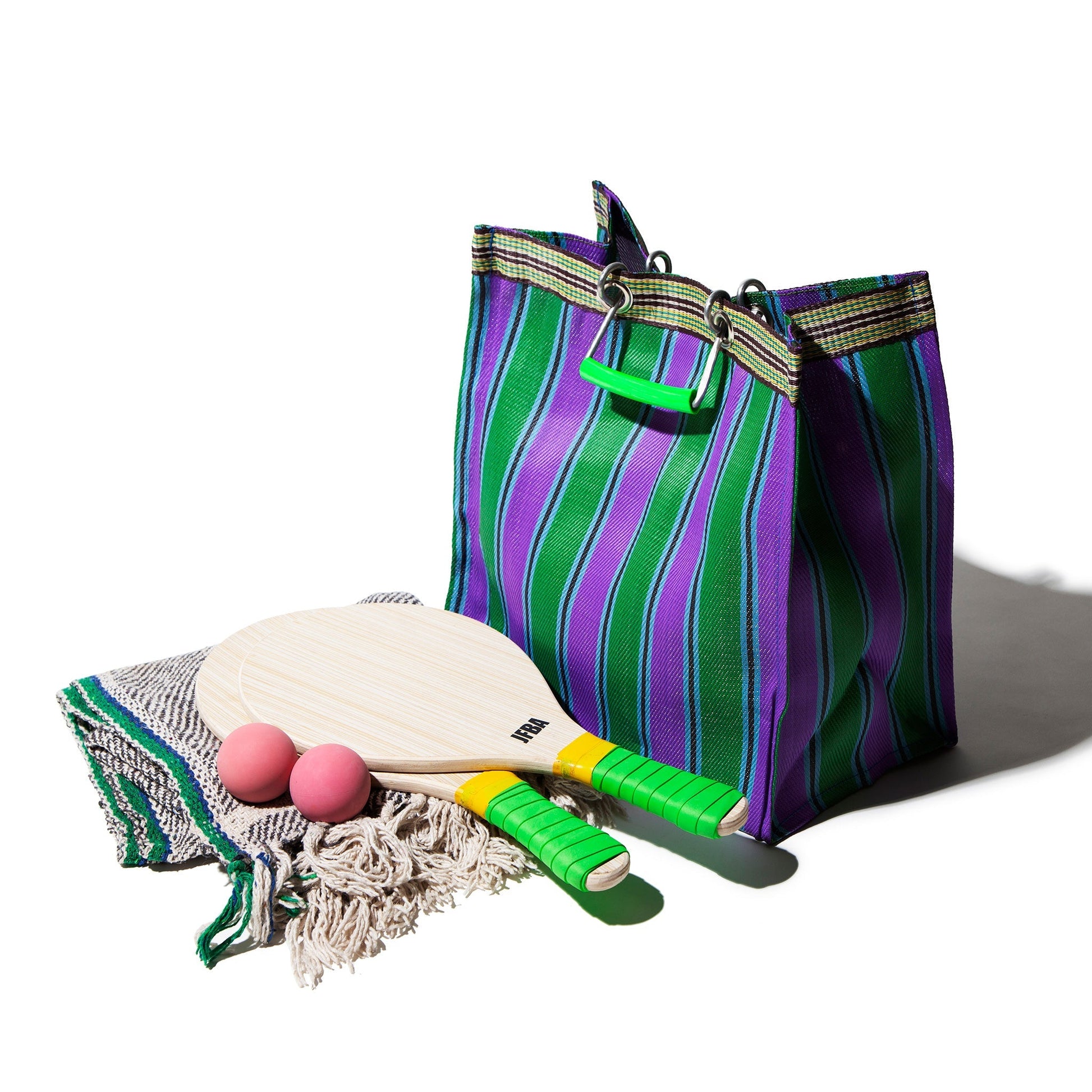 PUEBCO RECYCLED PLASTIC STRIPE BAG / Square