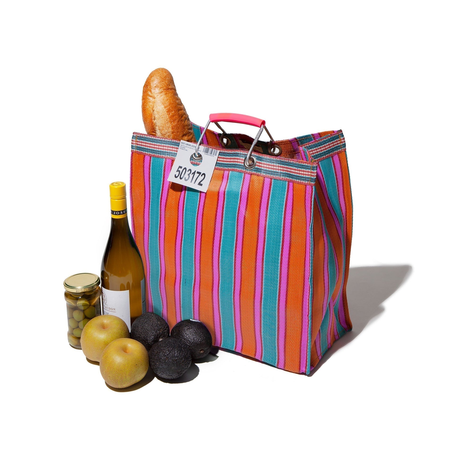PUEBCO RECYCLED PLASTIC STRIPE BAG / Square