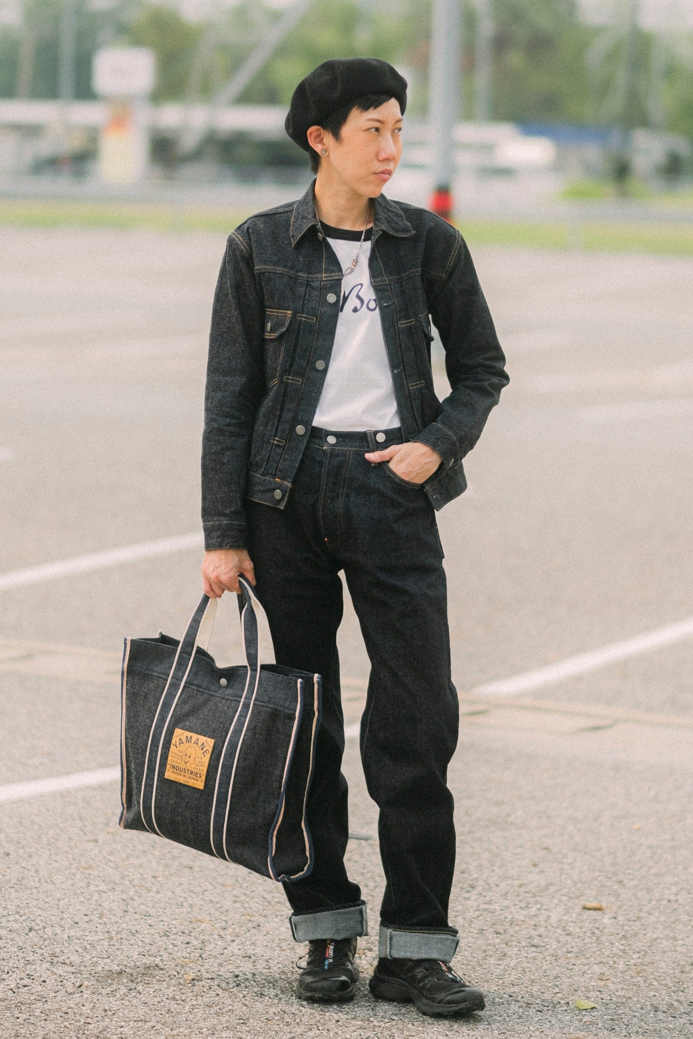 YAMANE LOT.9004 DENIM ROUND BOTTOM 17 INCH