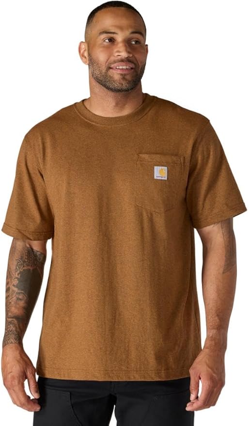 CARHARTT LOOSE FIT HEAVYWEIGHT SHORT-SLEEVE POCKET TEE - OILED WALNUT HEATHER