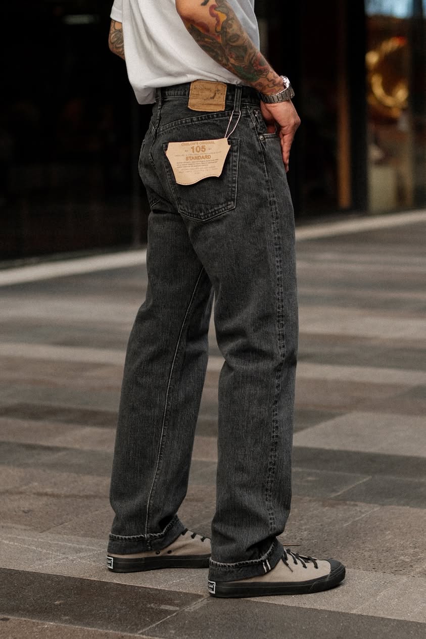 ORSLOW 105 STANDARD SELVEDGE DENIM - BLACK DENIM STONE