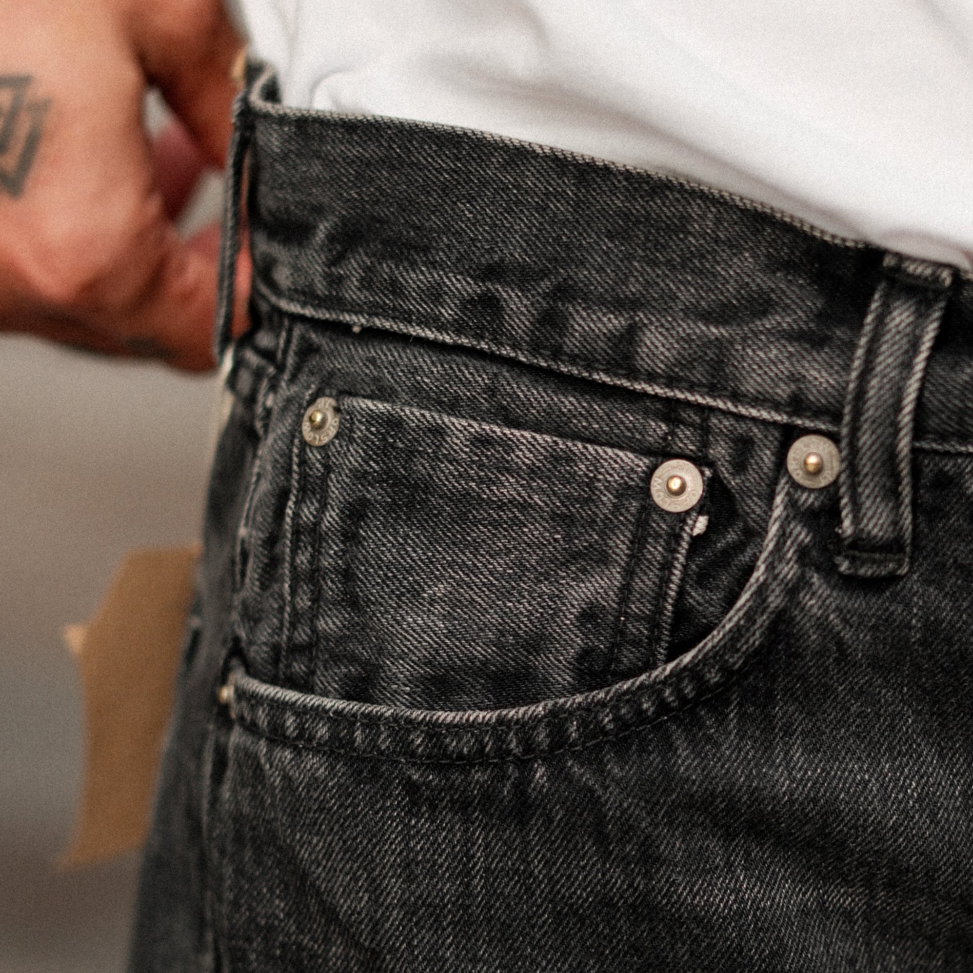 ORSLOW 105 STANDARD SELVEDGE DENIM - BLACK DENIM STONE