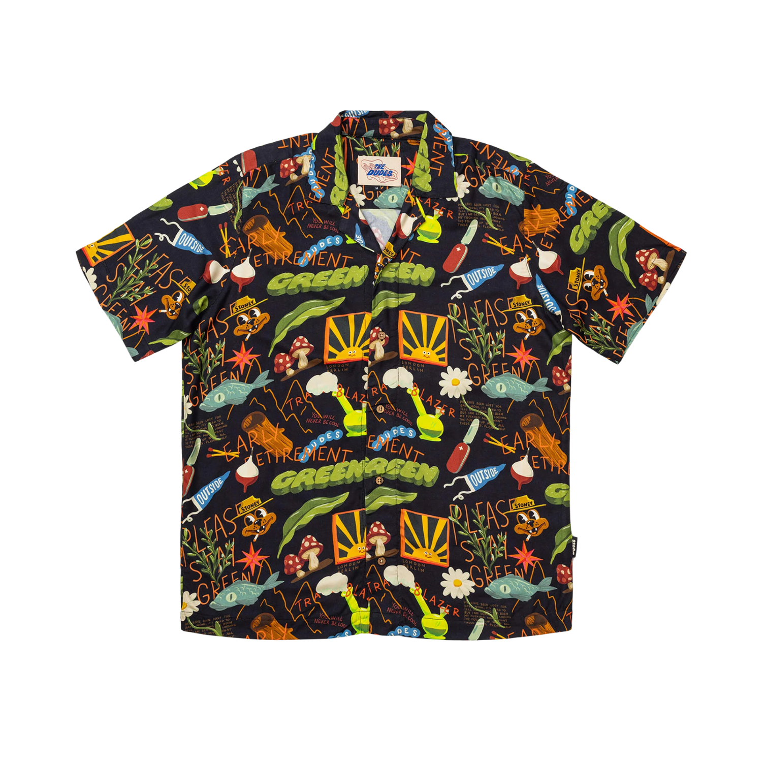 THE DUDES TREASURE TRAIL BLACK HAWAIIAN SHIRT - MULTICOLOR
