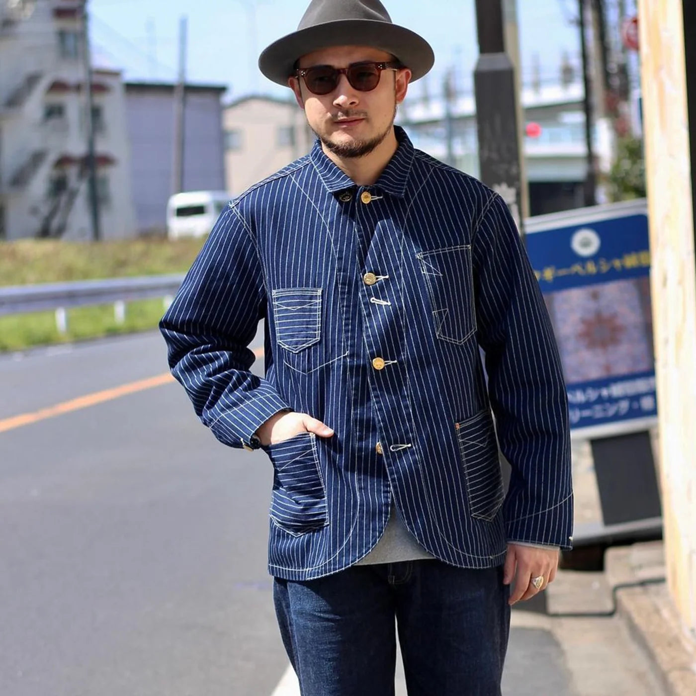 PHERROWS 1920S COVERALL JACKET - INDIGO-WABASH