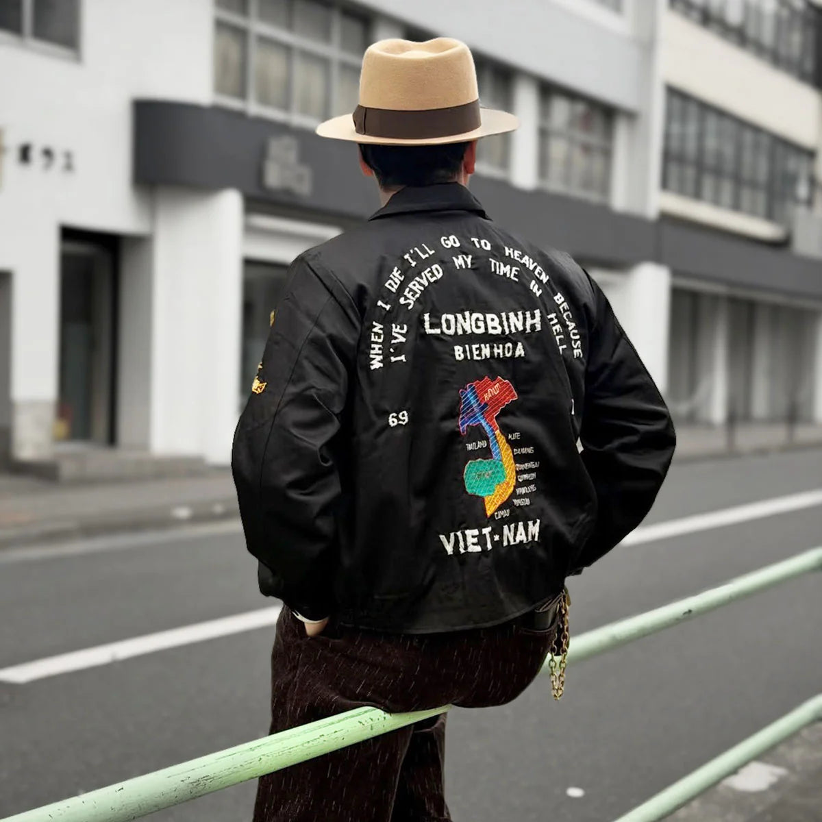 DRY BONES EMBROIDERED JACKET FUKUROKUJU - BLACK