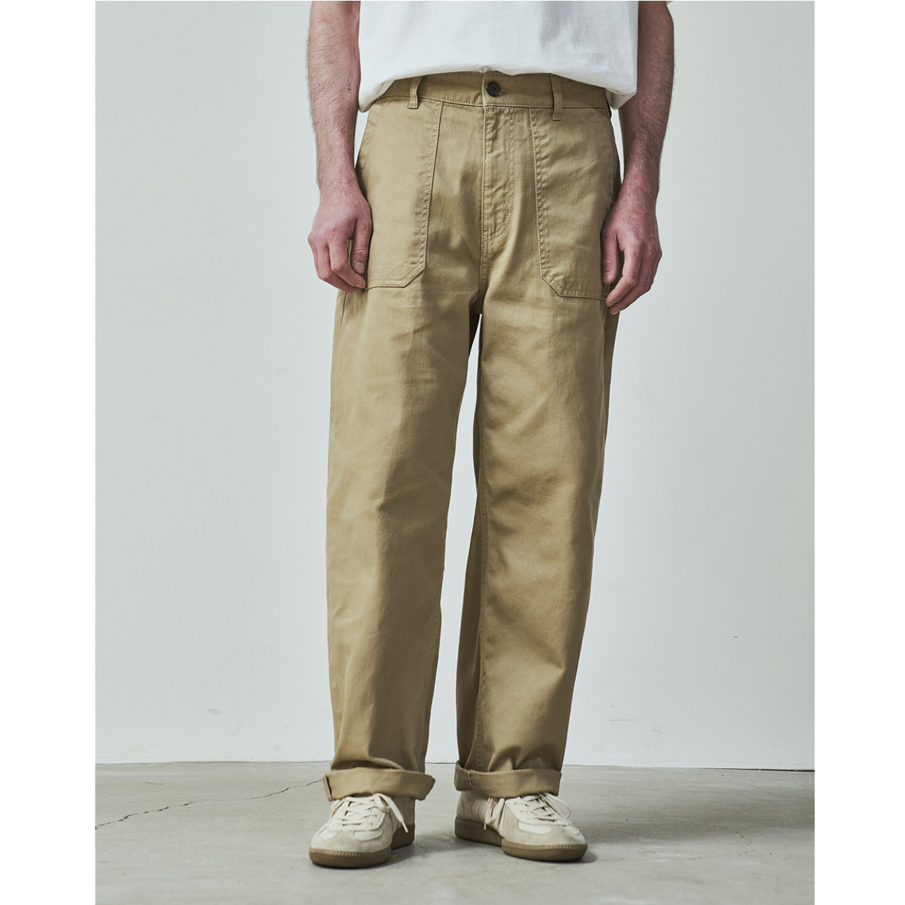 UNIFORM BRIDGE COTTON FATIGUE PANTS REGULAR FIT BEIGE - BEIGE