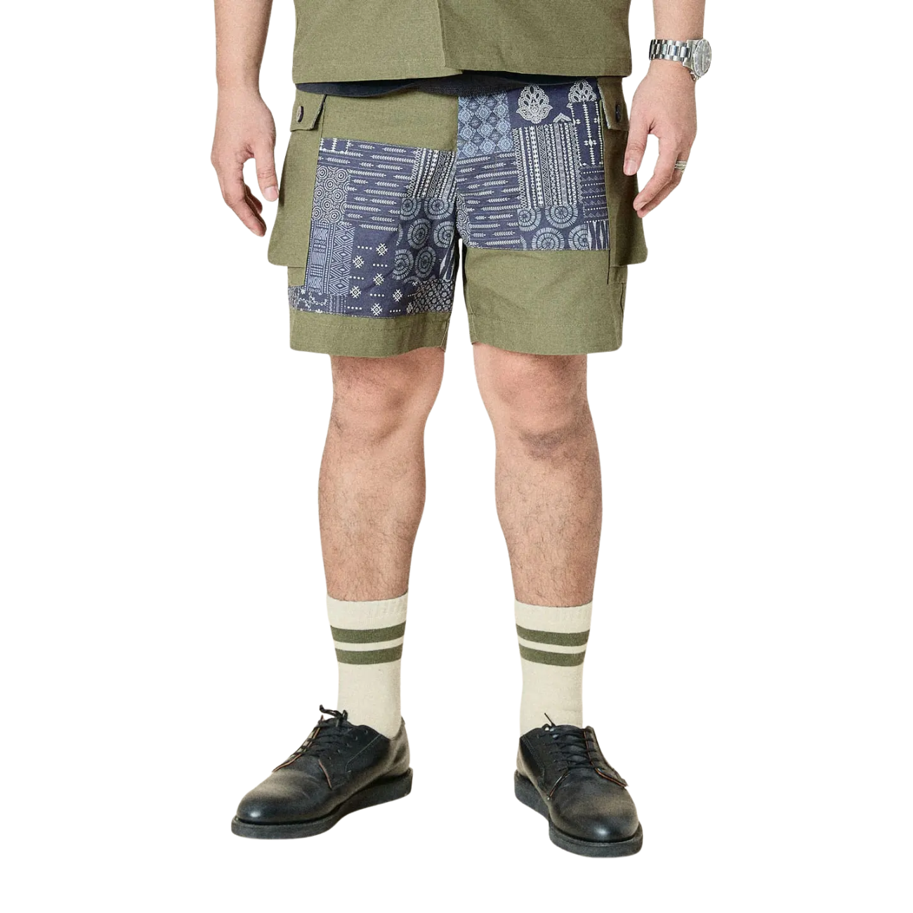 UNION LABS PATCH UP P43 SHORTS - OLIVE