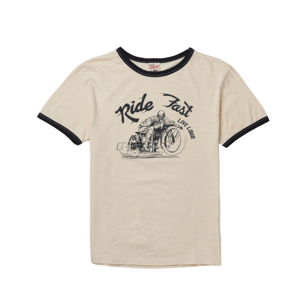 TELLURIDE - RINGER TEE RIDE FAST - WHITE/NAVY