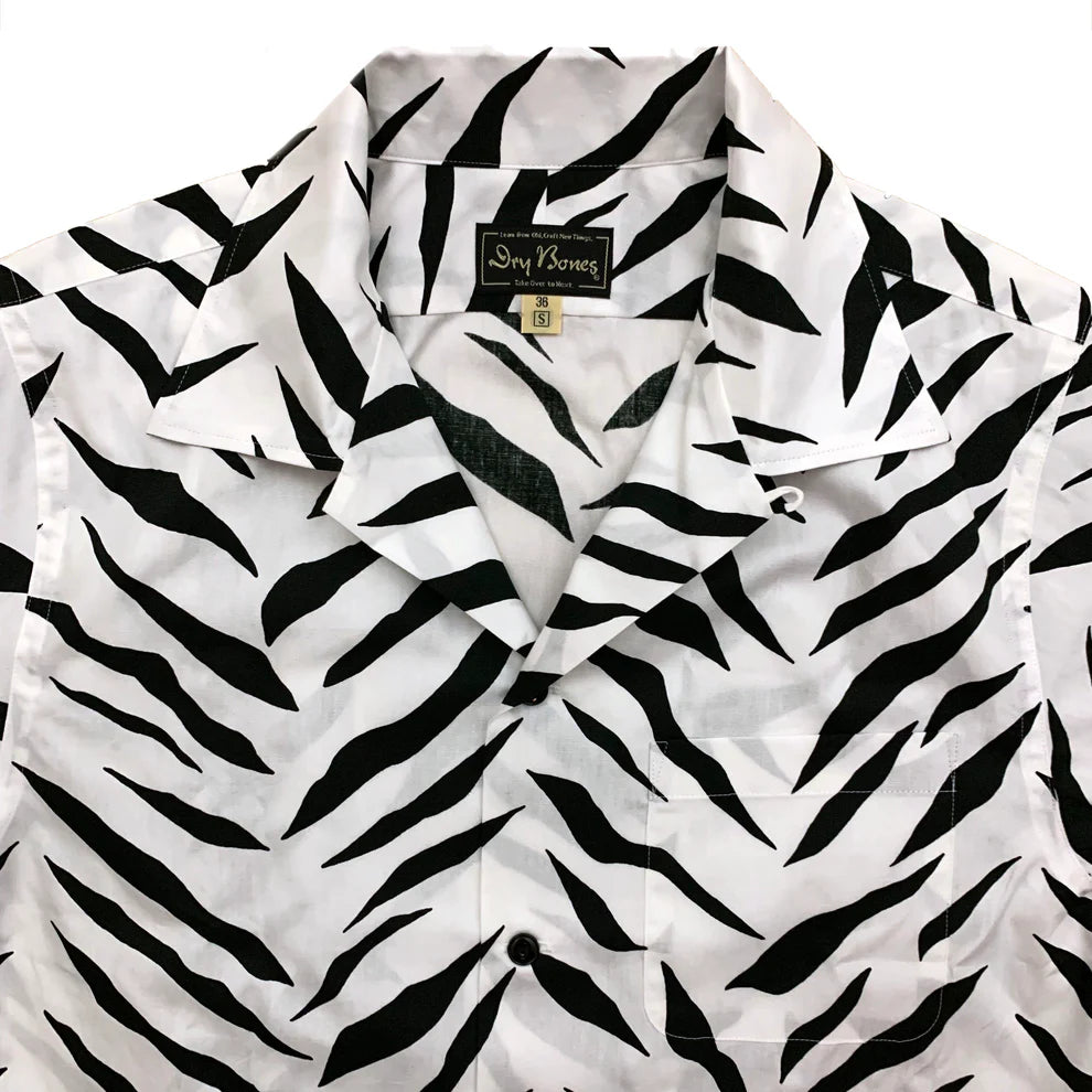 Dry Bones Short Sleeve Print Open Shirt Zebra — White — view 6