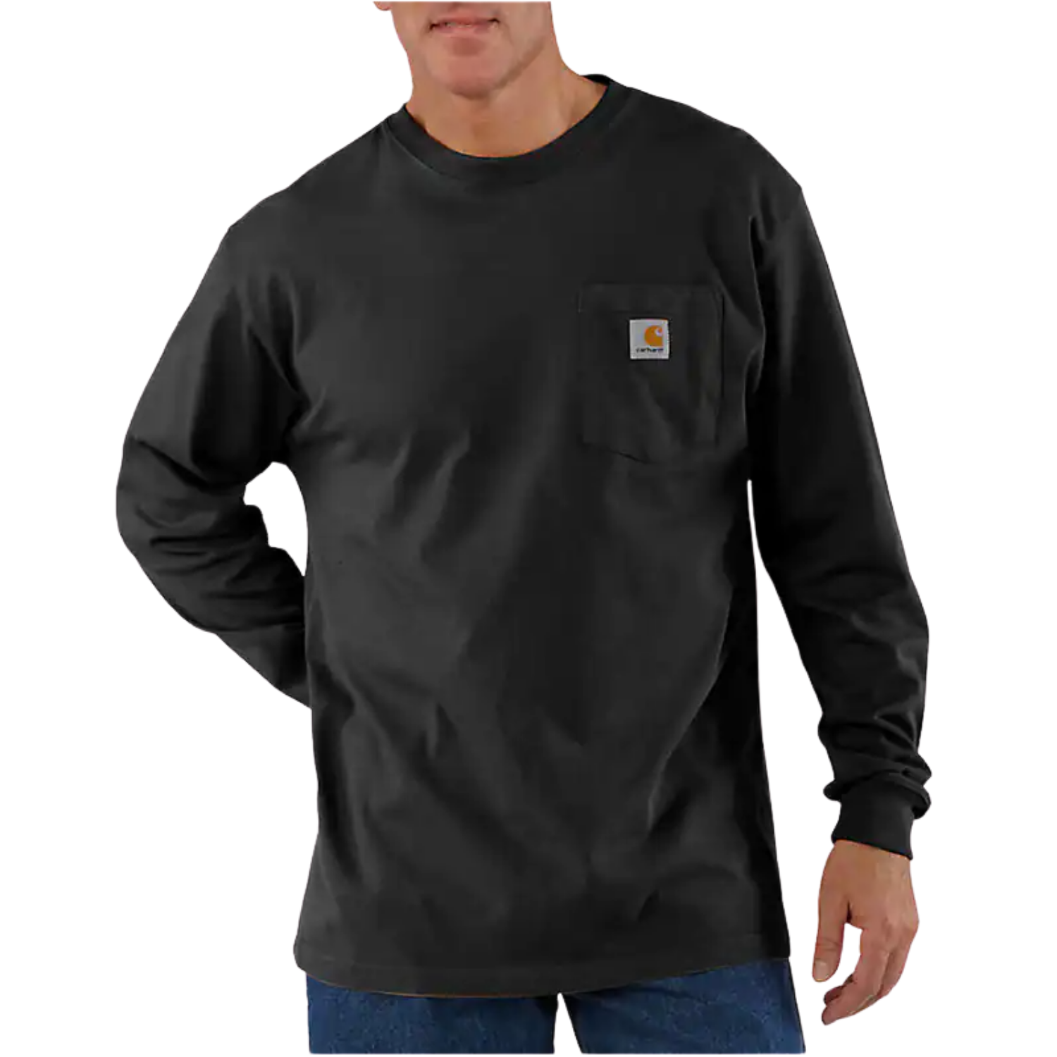 CARHARTT LOOSE FIT HEAVYWEIGHT LONG-SLEEVE POCKET T-SHIRT - BLACK