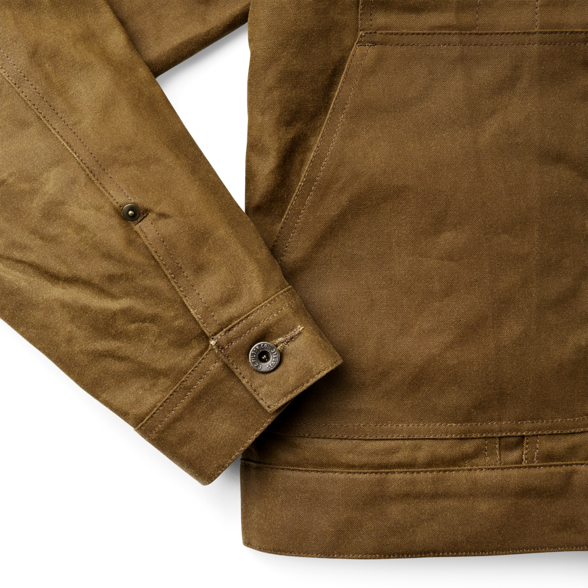 Filson Tin Cloth Short Lined Cruiser Jacket — Dark Tan — view 5