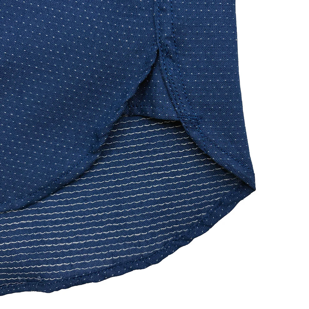 DRY BONES EMBROIDERY STITCHES HALF ZIP WORK SHIRT - BLUE