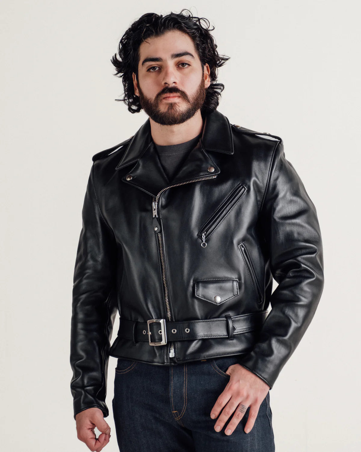 SCHOTT NYC 613 ORIGINAL ONE STAR PERFECTO MOTORCYCLE JACKET - BLACK