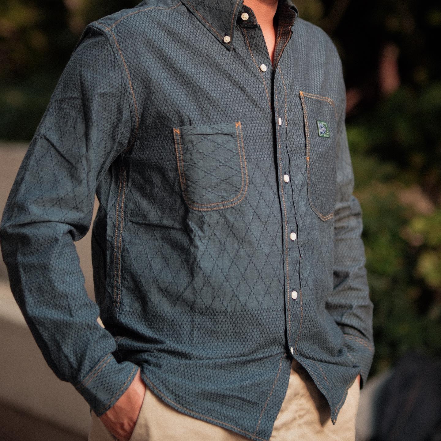 GRAPH ZERO STANDARD BUTTON-DOWN L/S SHIRT KENDO - BLUE