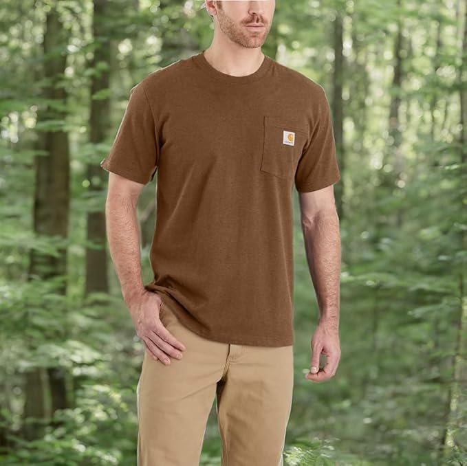 CARHARTT LOOSE FIT HEAVYWEIGHT SHORT-SLEEVE POCKET TEE - OILED WALNUT HEATHER