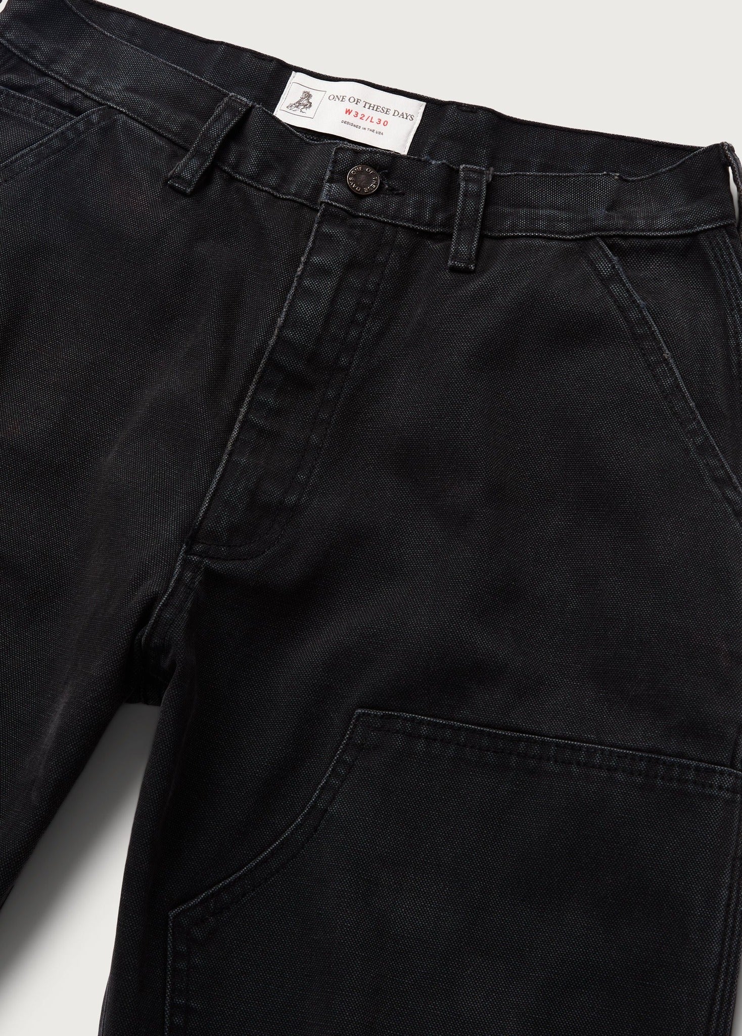 ONE OF THESE DAYS CANVAS DOUBLE KNEE PANTS - WASHED BLACK