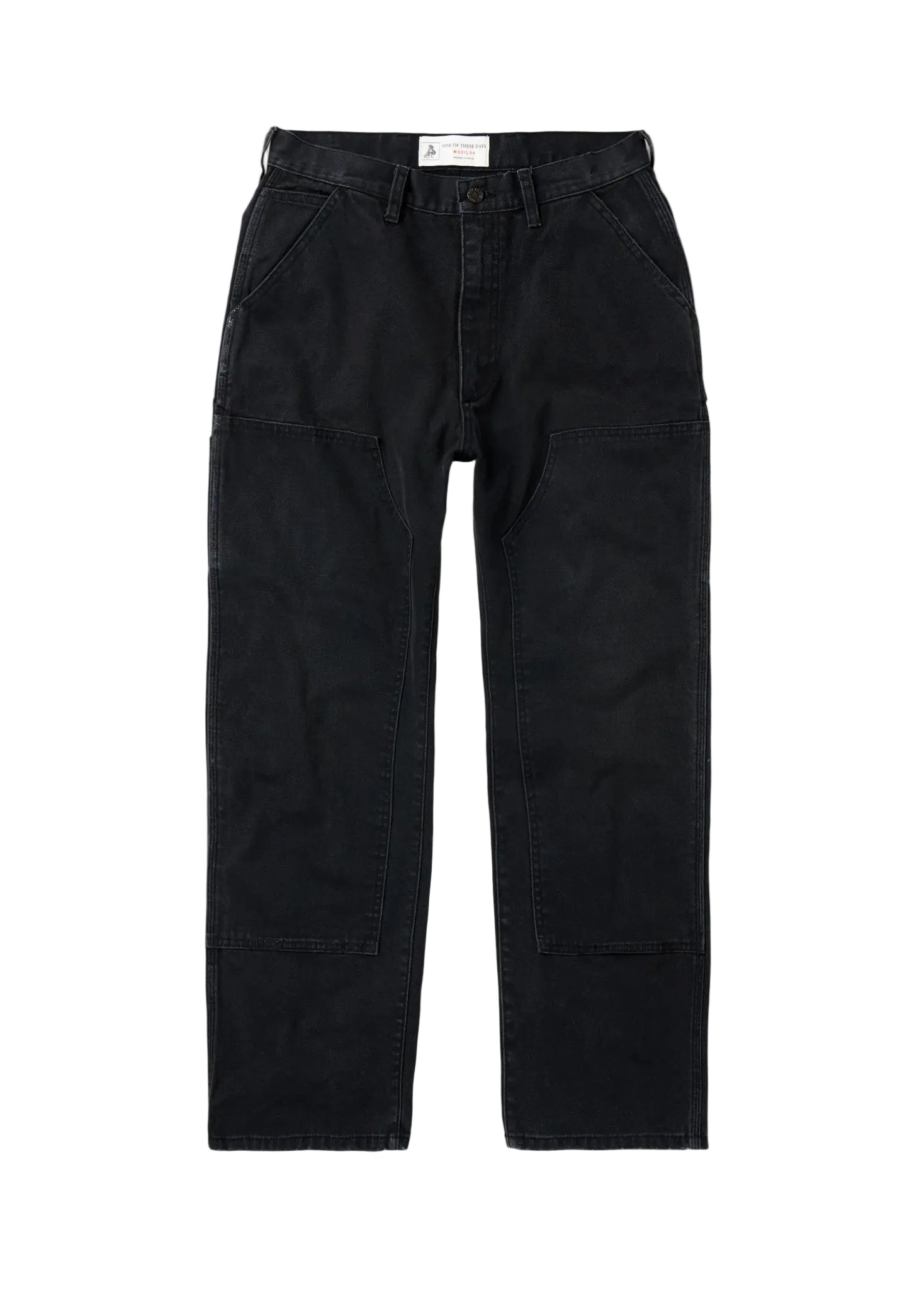 ONE OF THESE DAYS CANVAS DOUBLE KNEE PANTS - WASHED BLACK