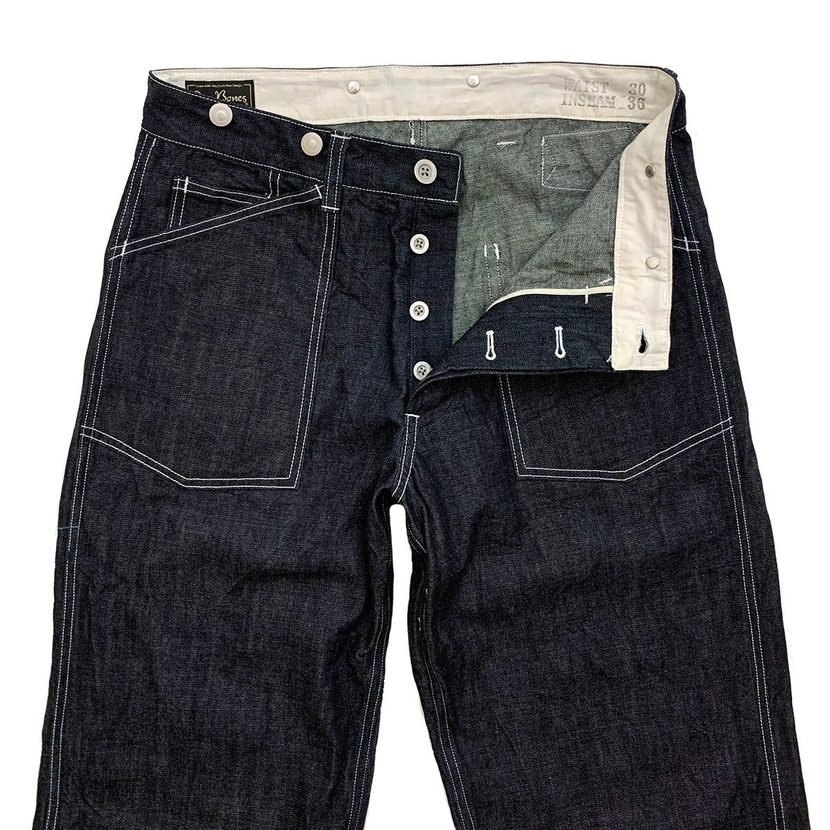 DRY BONES ARMY DENIM WORK TROUSERS - INDIGO