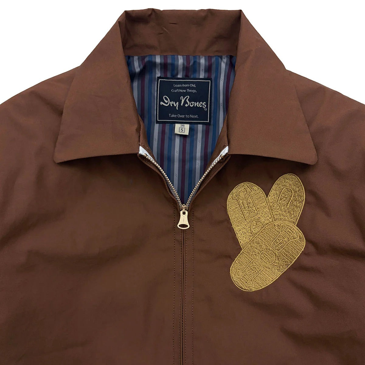 DRY BONES EMBROIDERED JACKET SNAKE AND GAVEL - BROWN