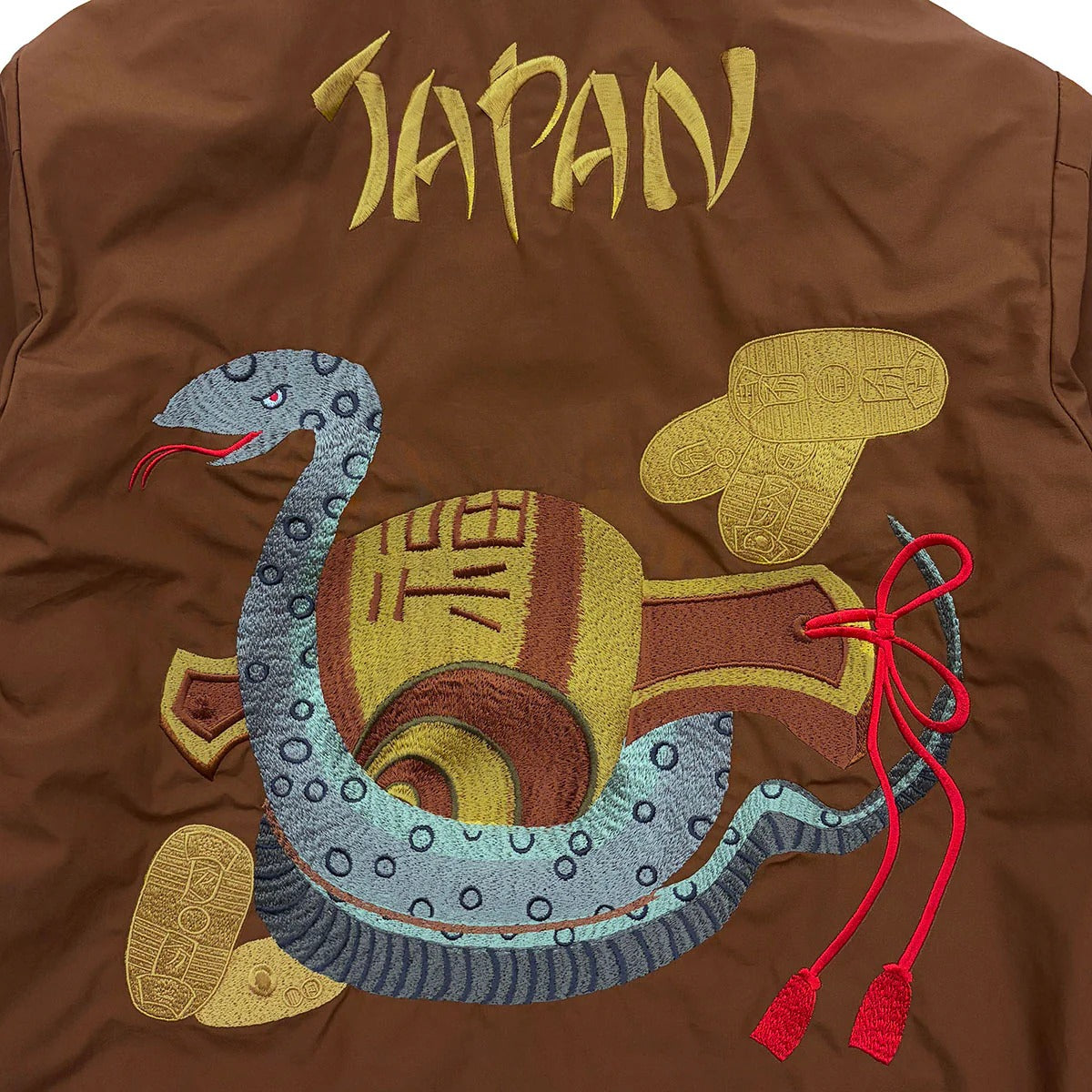 DRY BONES EMBROIDERED JACKET SNAKE AND GAVEL - BROWN