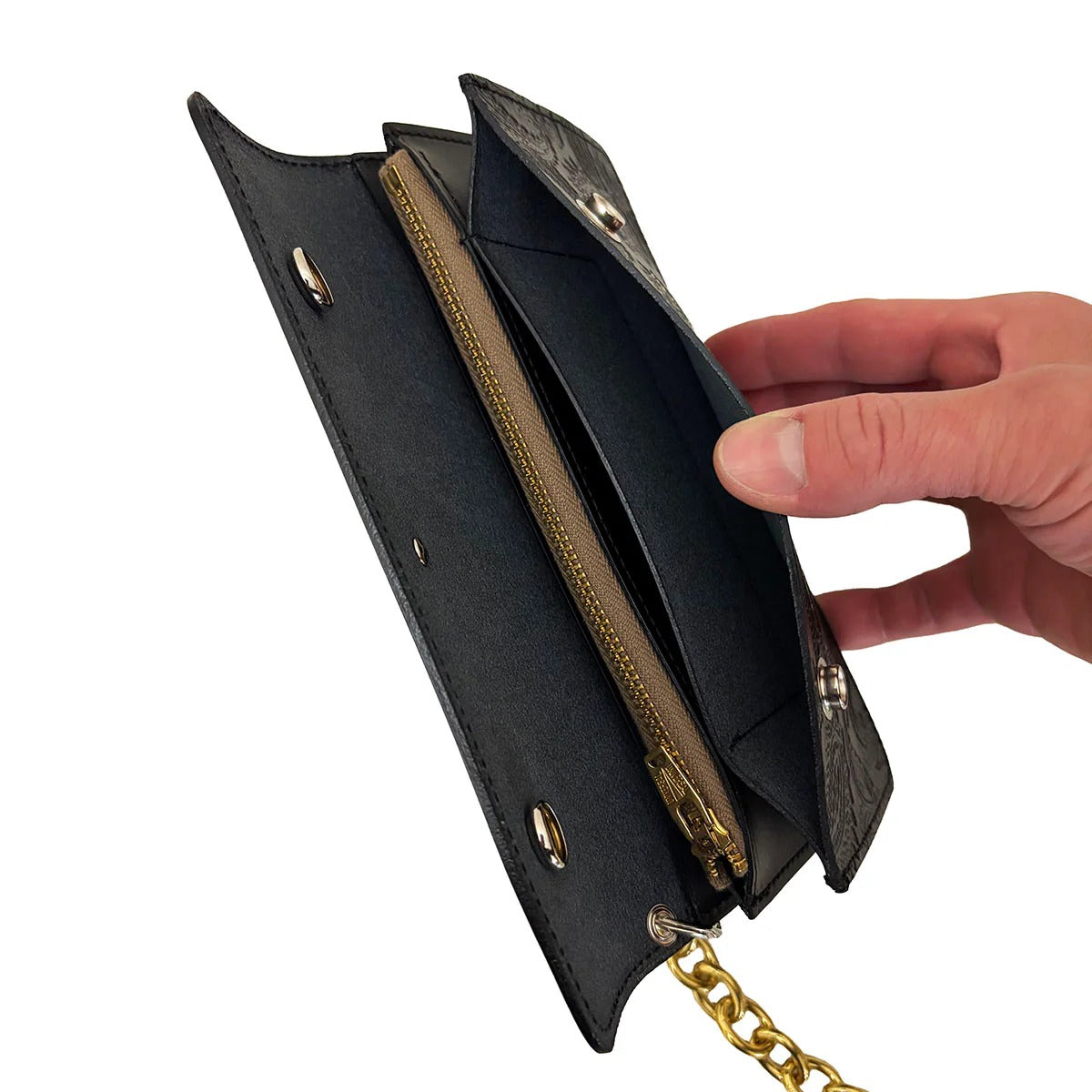 DRY BONES EMBOSS TRUCKER WALLET - BLACK