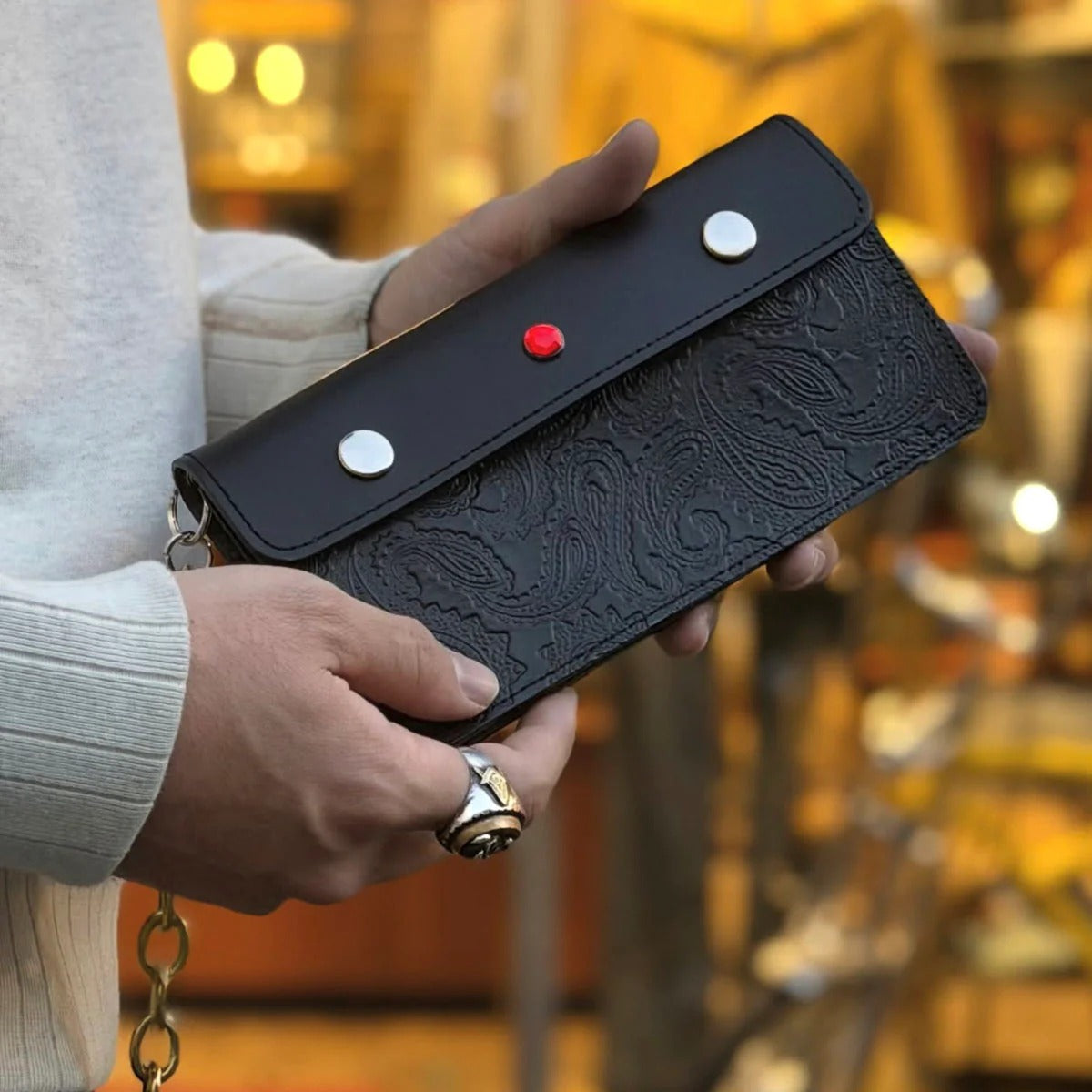 DRY BONES EMBOSS TRUCKER WALLET - BLACK