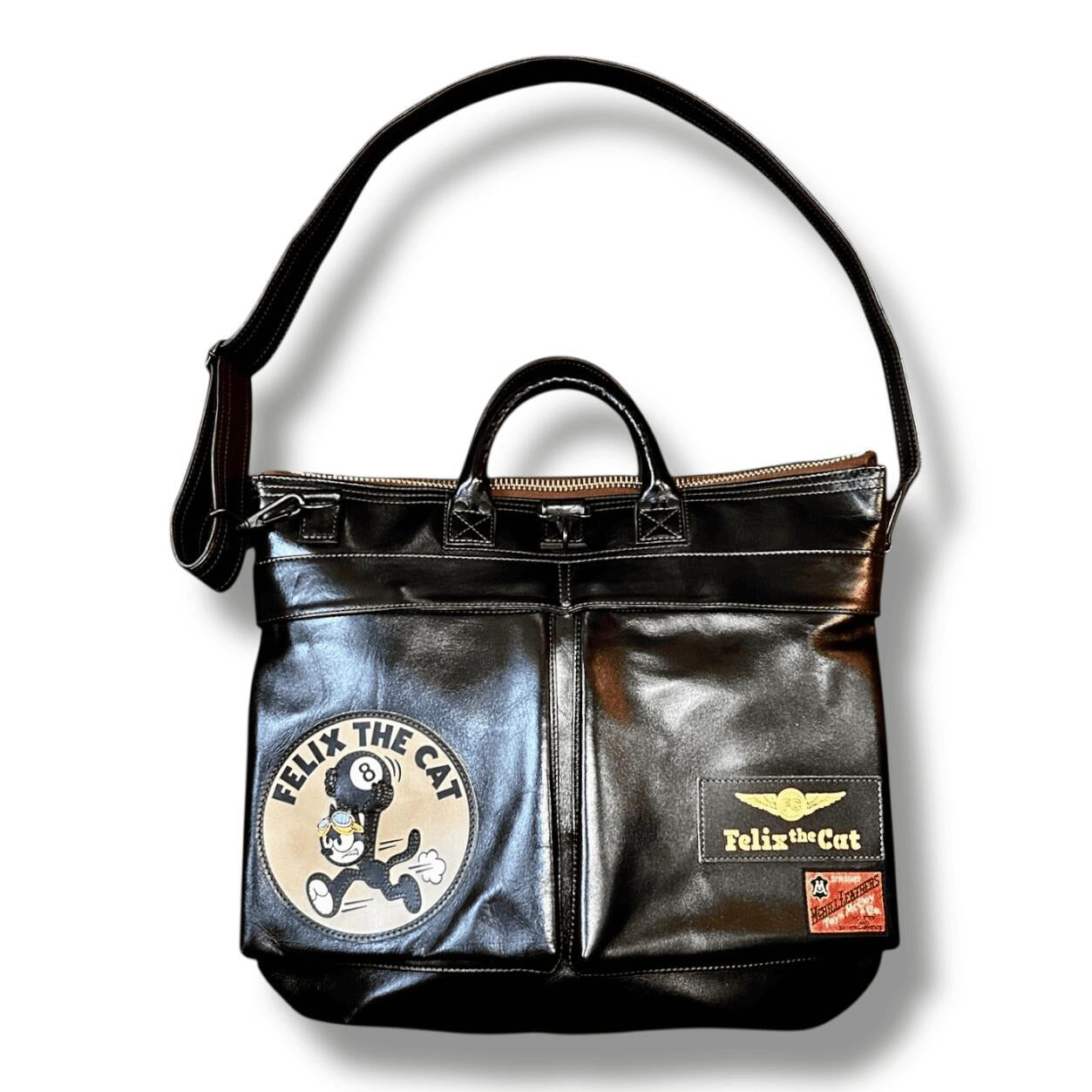 TOYS MCCOY LEATHER HELMET BAG FELIX THE CAT 8 BALL - BLACK