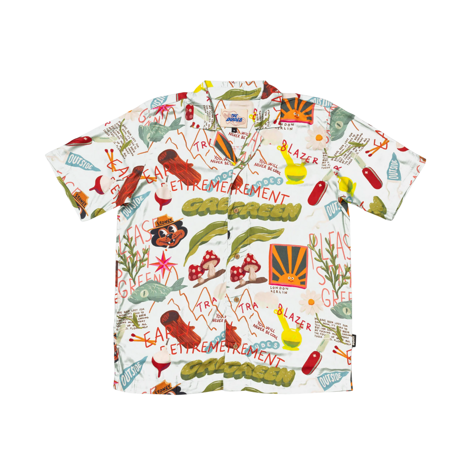 THE DUDES TREASURE TRAIL WHITE HAWAIIAN SHIRT - MULTICOLOR