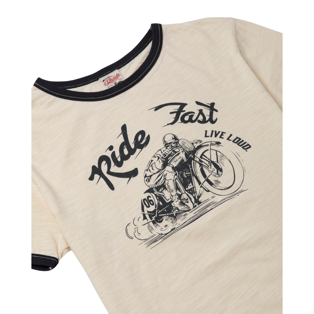 TELLURIDE - RINGER TEE RIDE FAST - WHITE/NAVY