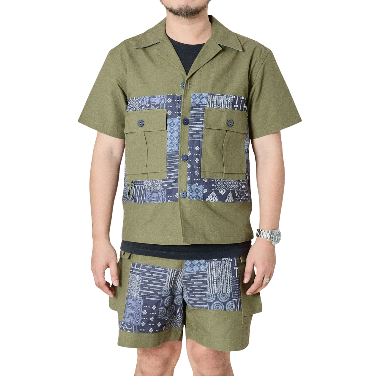 UNION LABS PATCH UP P43 S/S SHIRT - OLIVE