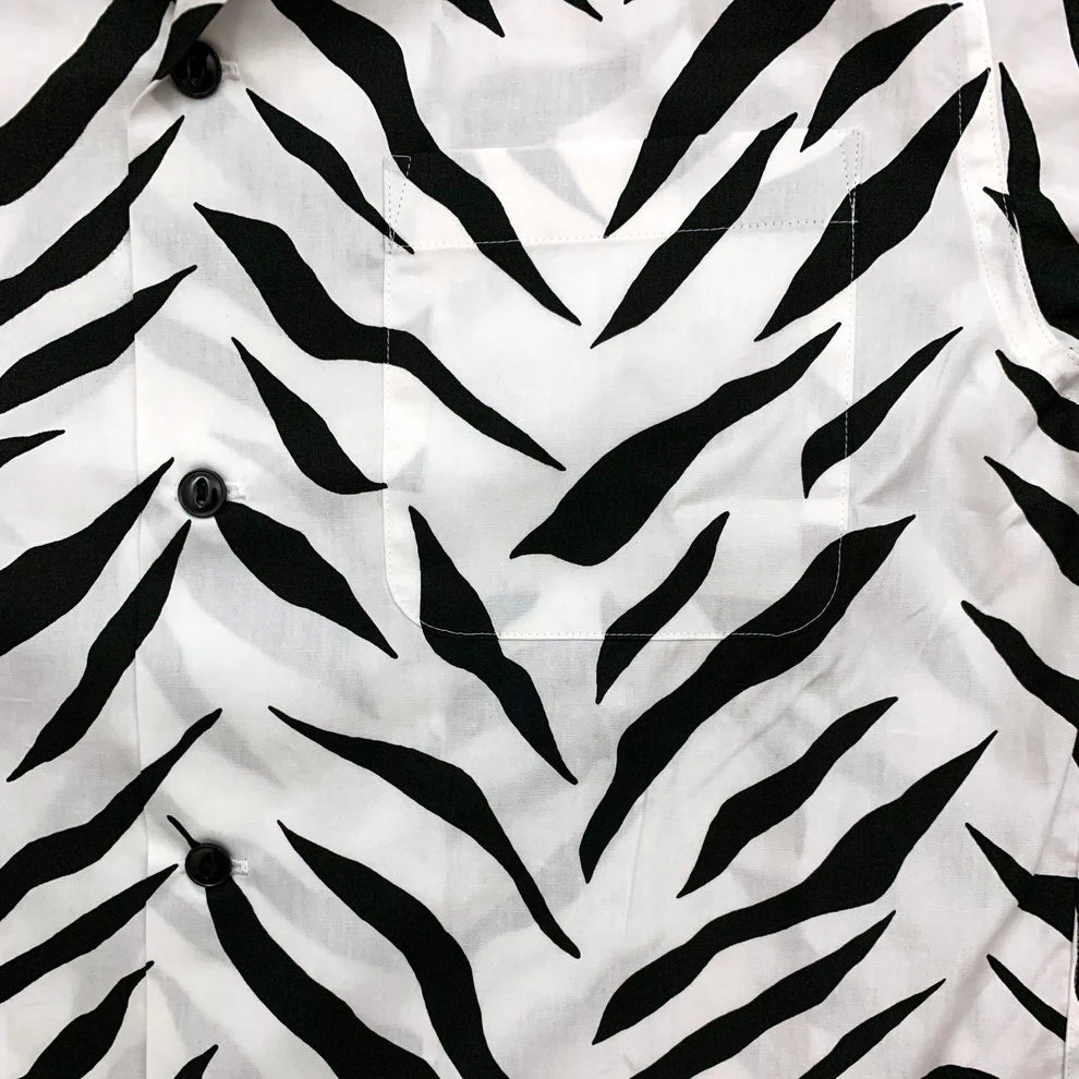 Dry Bones Short Sleeve Print Open Shirt Zebra — White — view 4