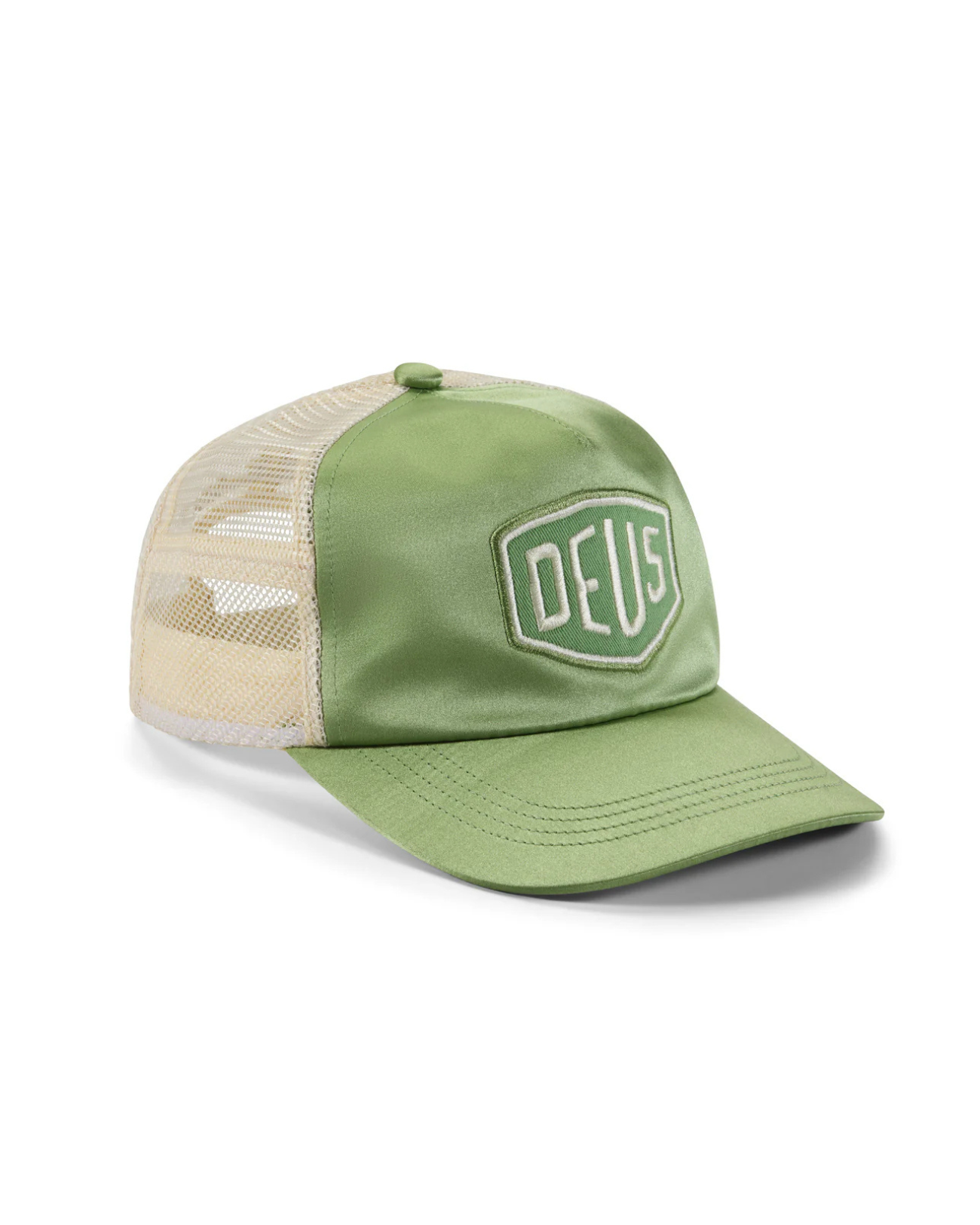 Deus Ex Machina Paris Shield Trucker Cap — Vinyard Green — front view