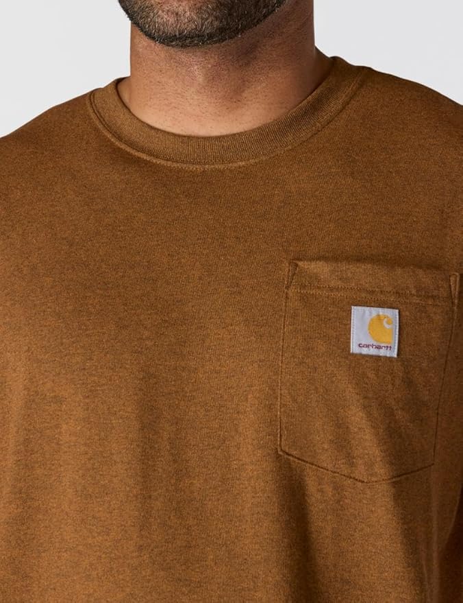 CARHARTT LOOSE FIT HEAVYWEIGHT SHORT-SLEEVE POCKET TEE - OILED WALNUT HEATHER