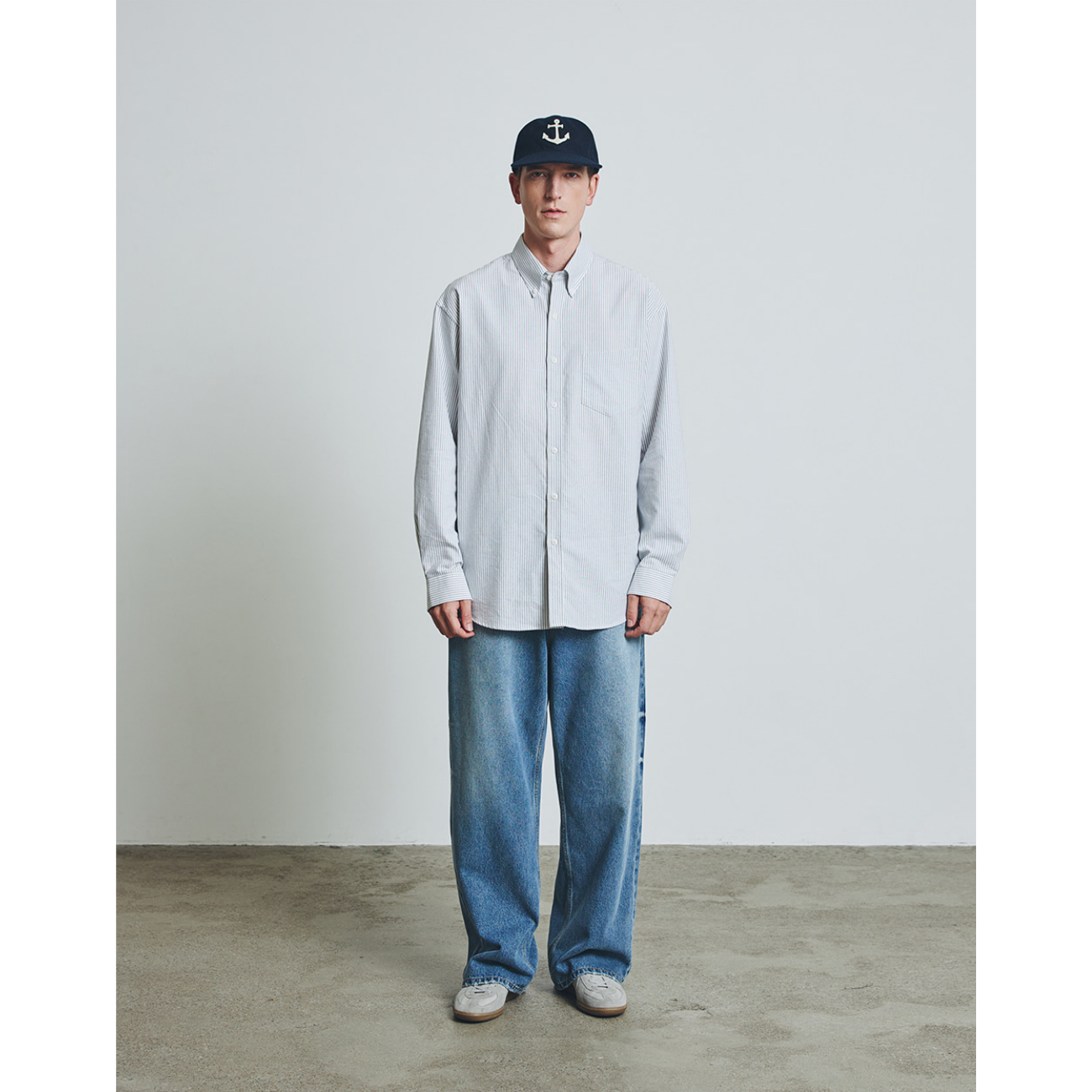 UNIFORM BRIDGE OXFORD BD SHIRTS GREY STRIPE - GREY STRIPE