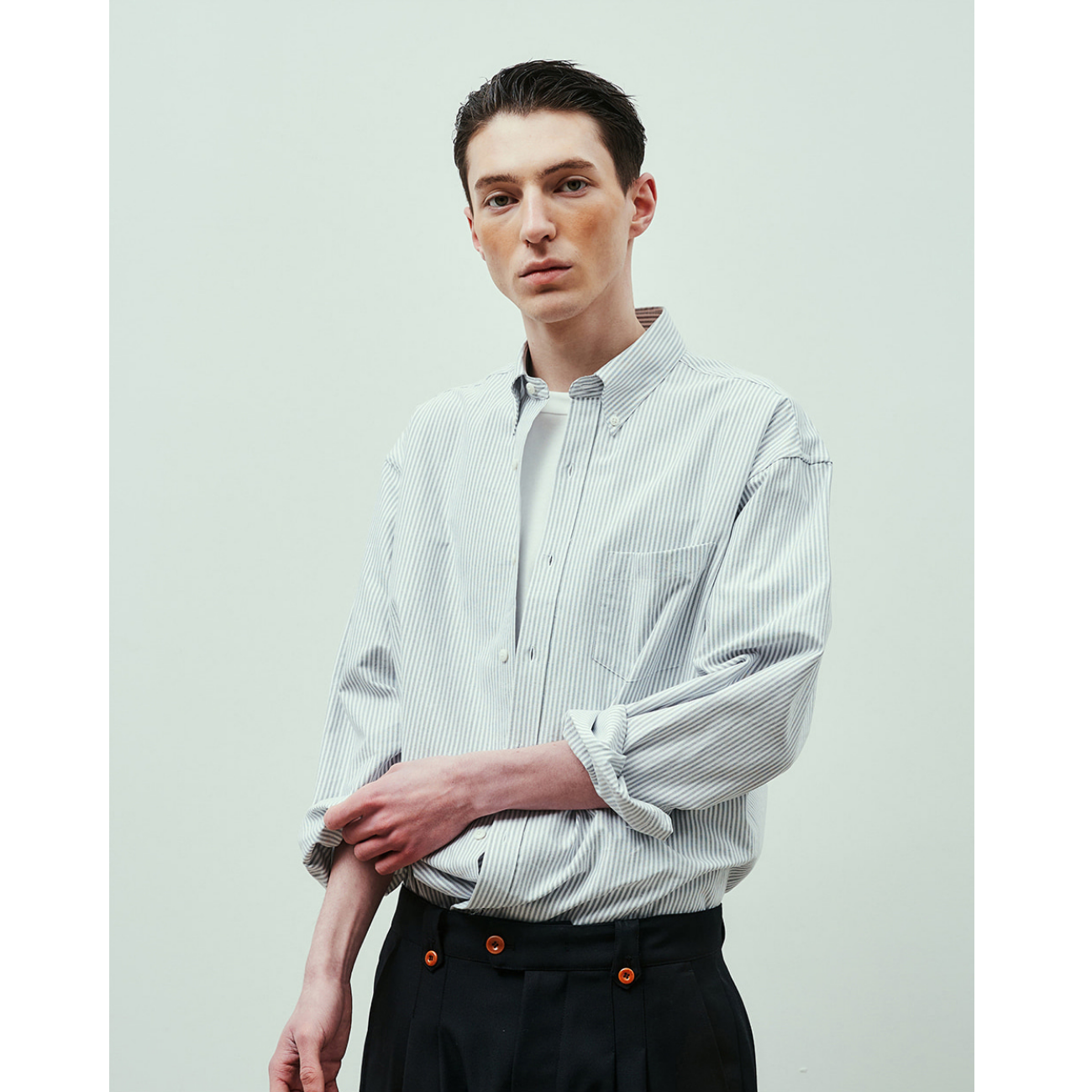 UNIFORM BRIDGE OXFORD BD SHIRTS GREY STRIPE - GREY STRIPE