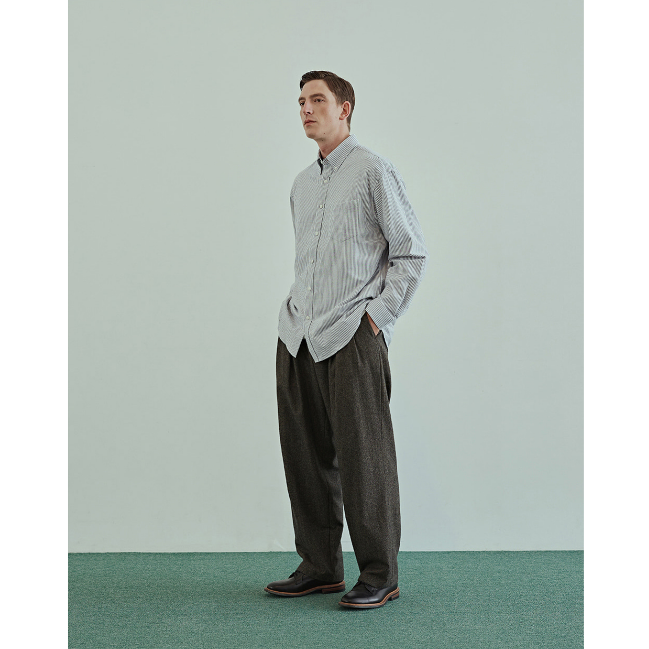 UNIFORM BRIDGE OXFORD BD SHIRTS GREY STRIPE - GREY STRIPE