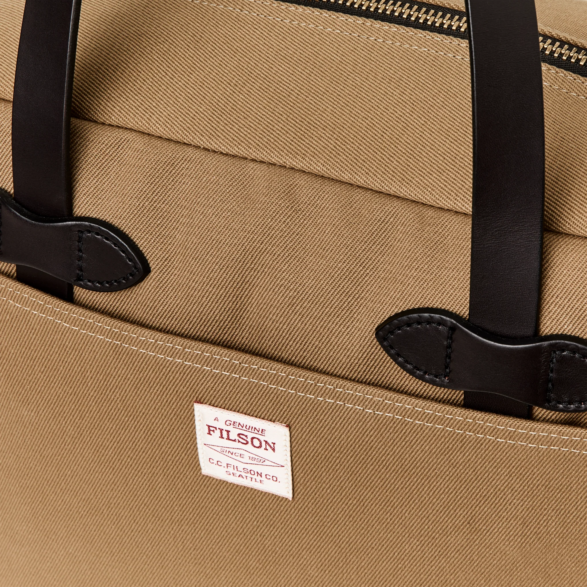 Filson Rugged Twill Zipper Tote Bag — Tan — view 5