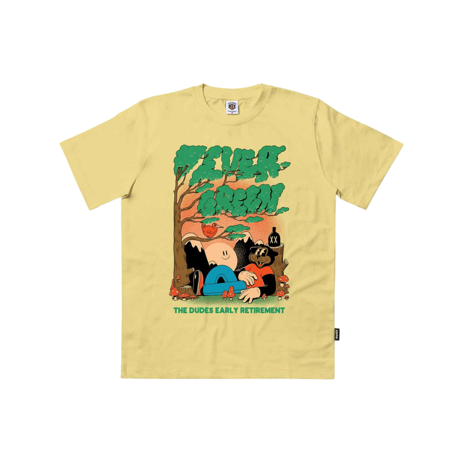 THE DUDES EVERGREEN CLASSIC T-SHIRT - CUSTARD