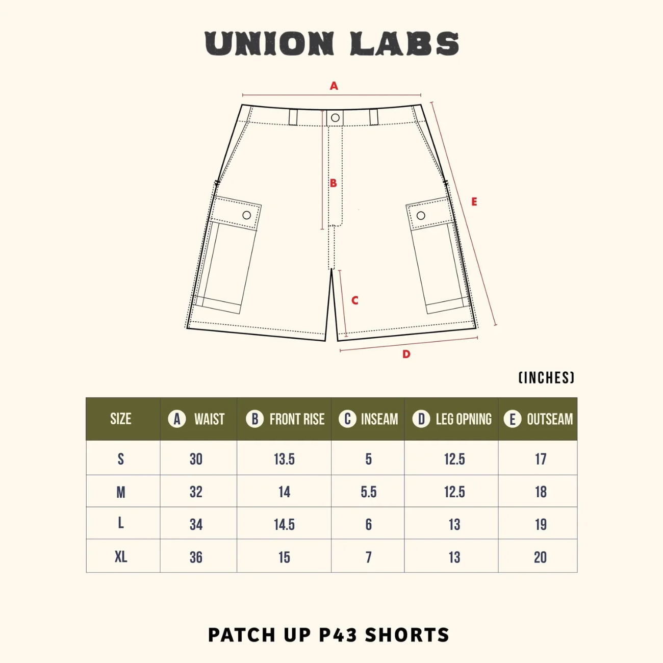 UNION LABS PATCH UP P43 SHORTS - OLIVE