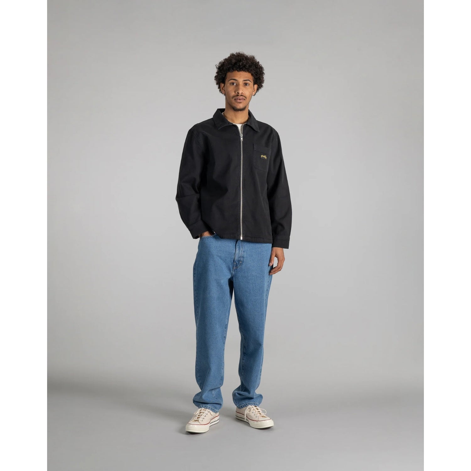 Stan Ray Zip Shirt — Washed Black Canvas — view 7