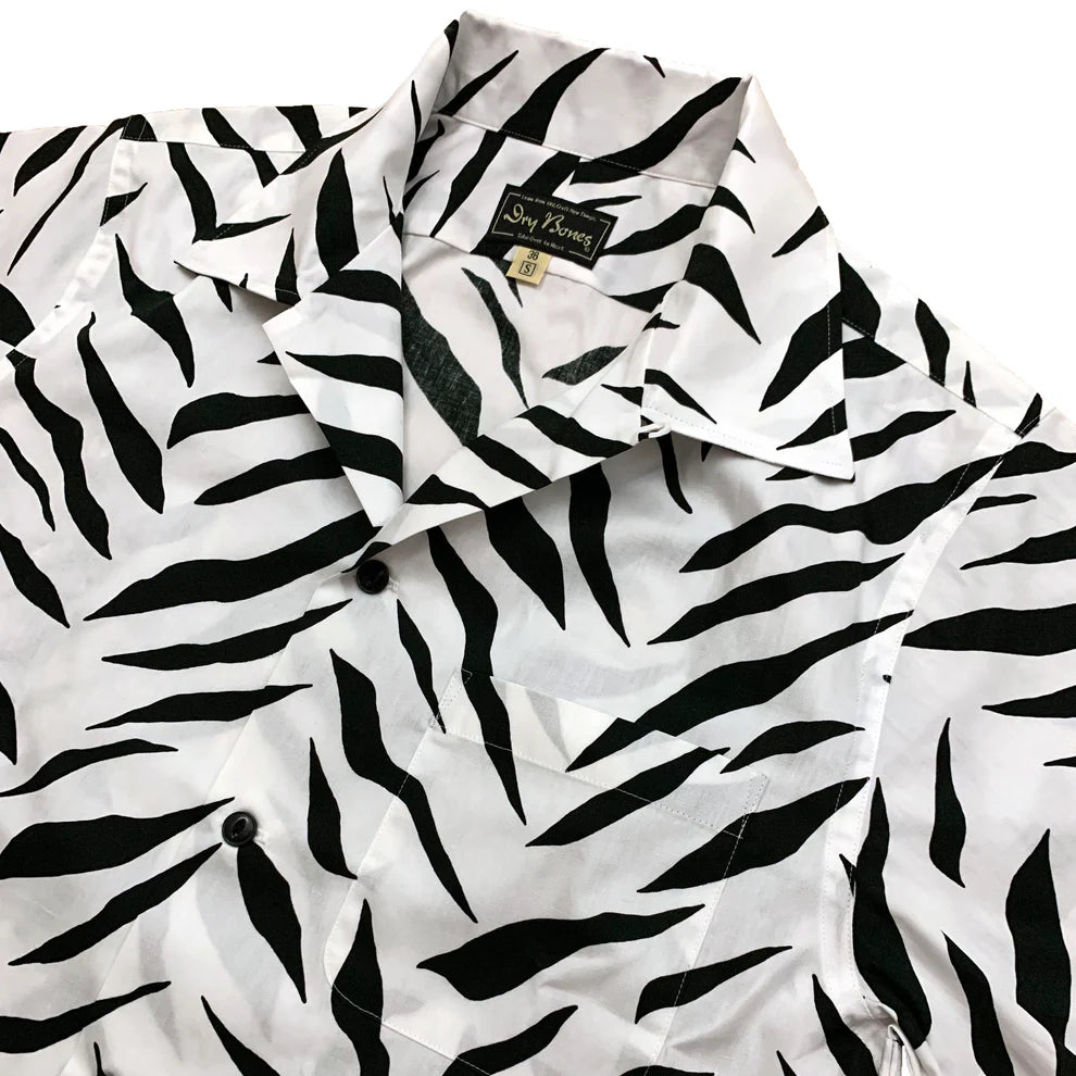 Dry Bones Short Sleeve Print Open Shirt Zebra — White — view 5