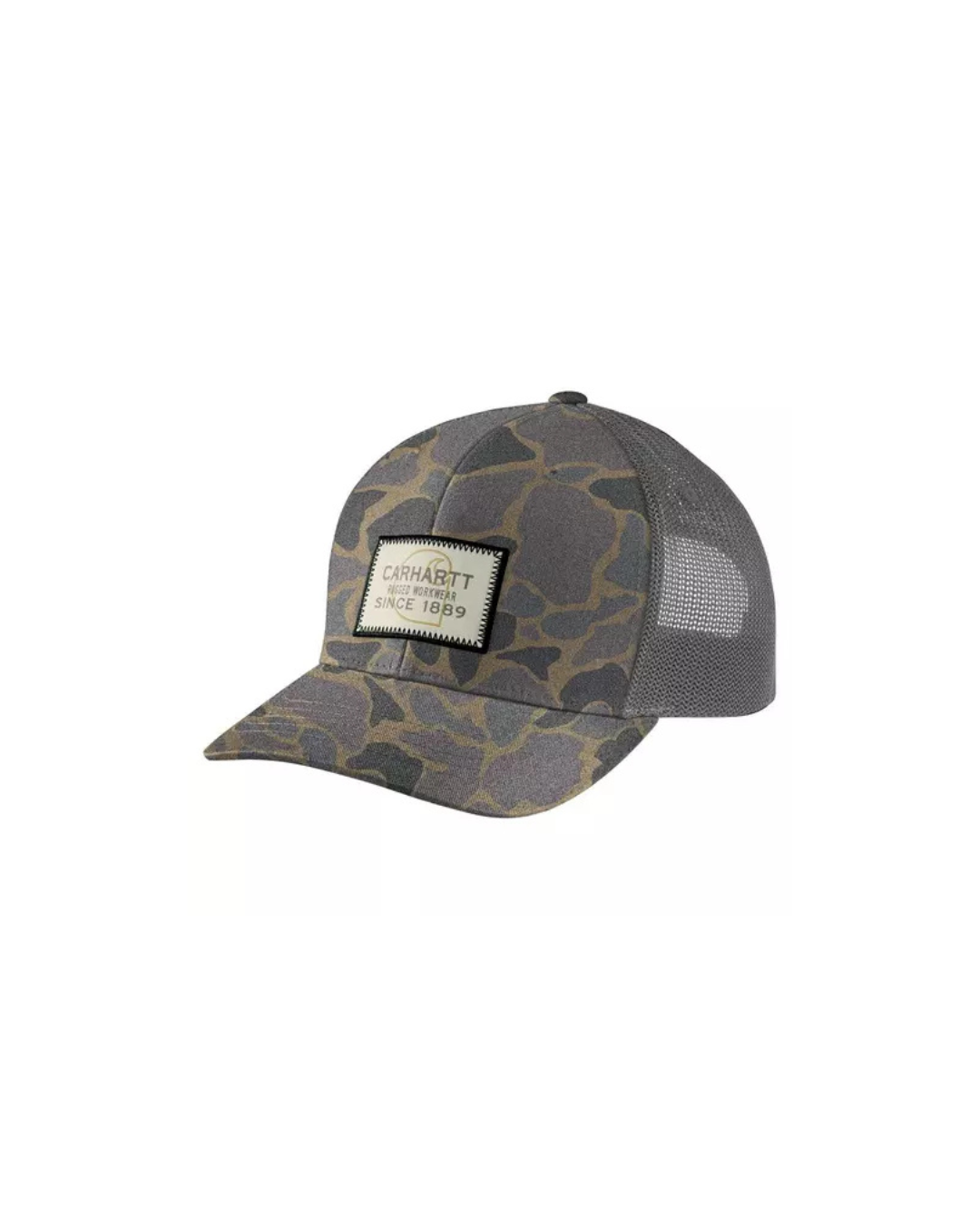 CARHARTT WOOL MESH-BACK CAMO LOGO PATCH CAP - KHAKI VINTAGE CAMO