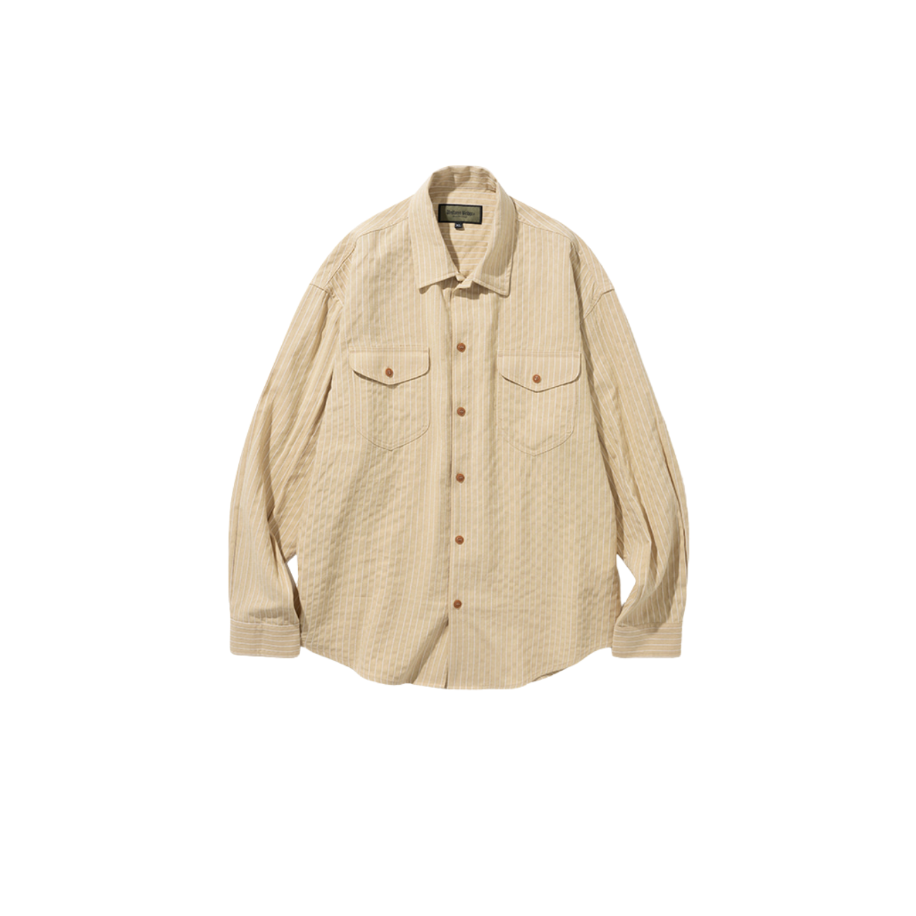 UNIFORM BRIDGE POCKET STRIPE SHIRTS - BEIGE