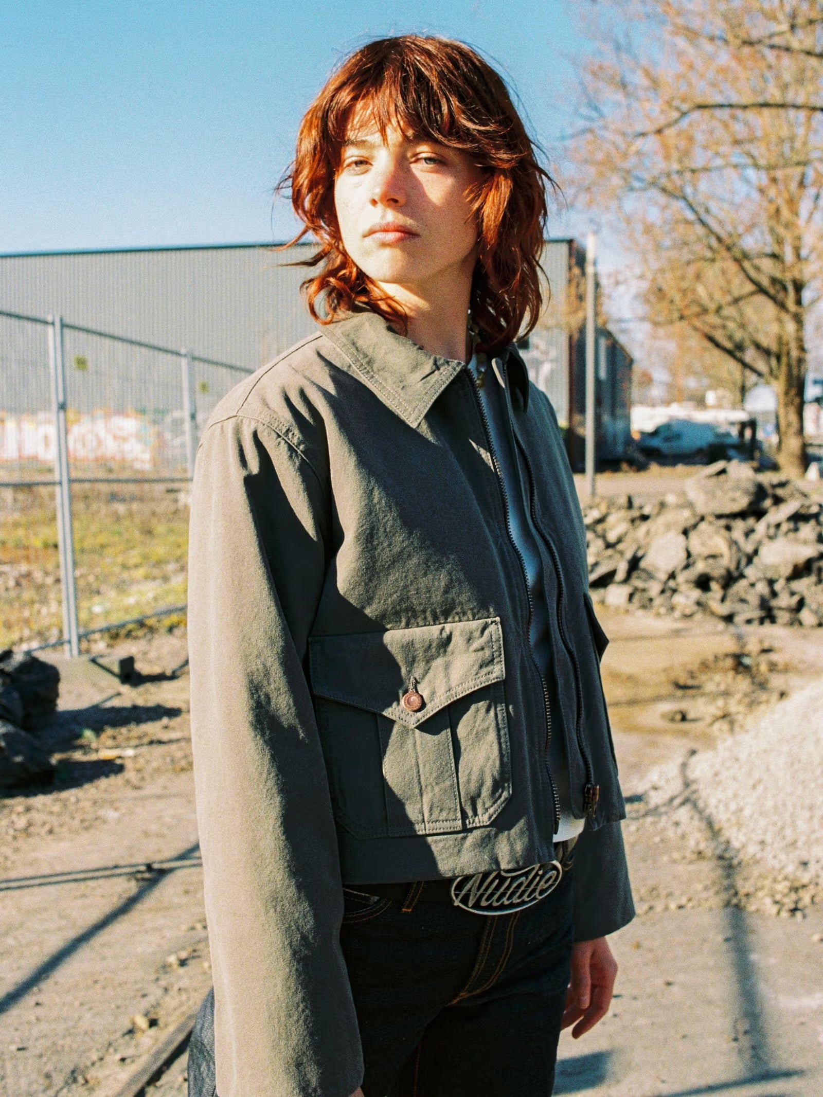 Nudie Jeans Molly Duck Canvas Jacket — Green — front view