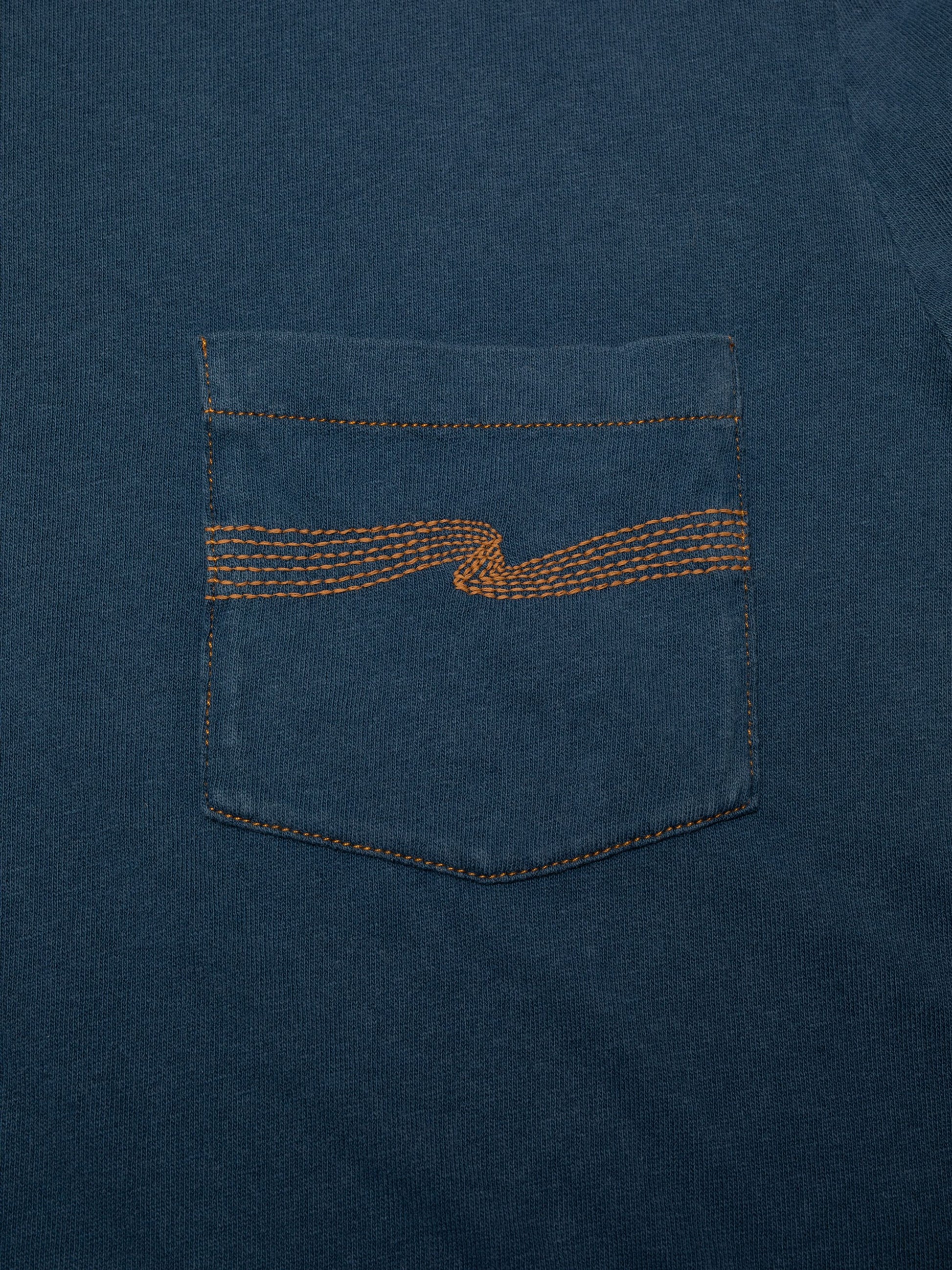 NUDIE JEANS RICKY POCKET T-SHIRT WASHED - BLUE