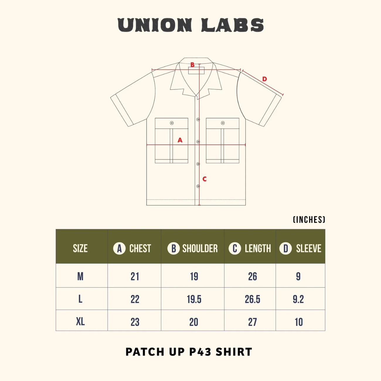 UNION LABS PATCH UP P43 S/S SHIRT - OLIVE