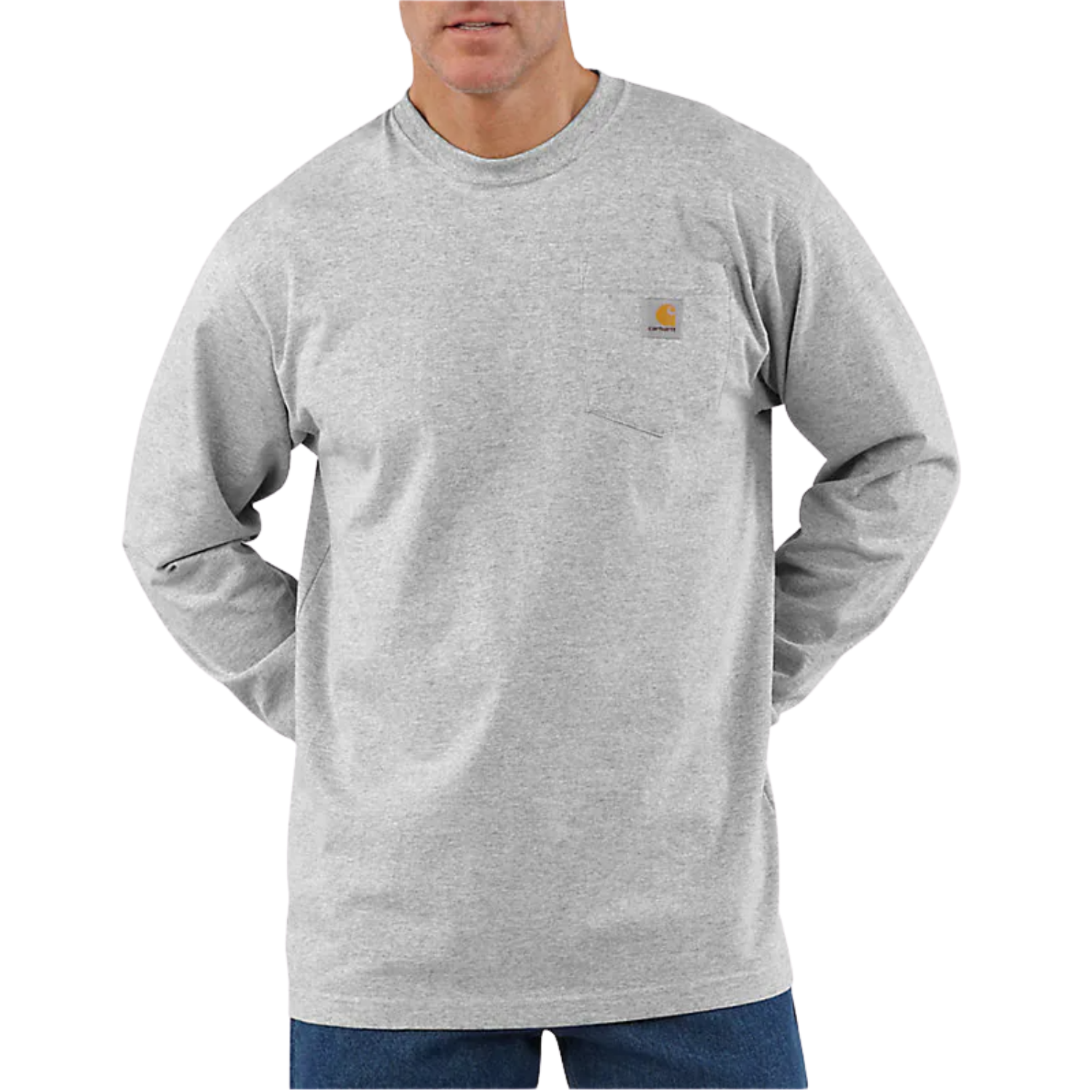 CARHARTT LOOSE FIT HEAVYWEIGHT LONG-SLEEVE POCKET T-SHIRT - HEATHER GRAY